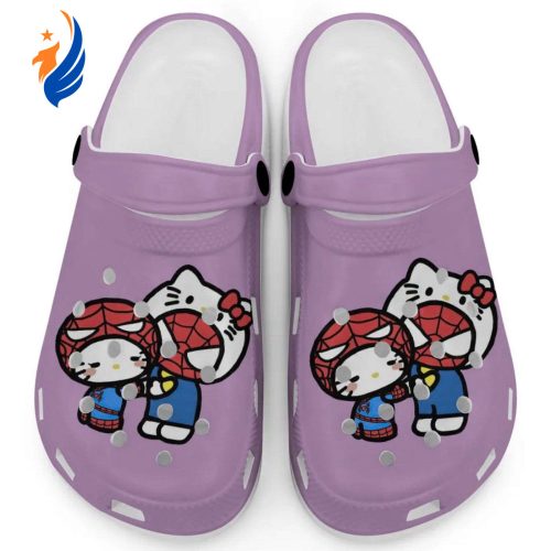 Hello Kitty And My Melody Cosplay Spiderman Purple Clogs For Kids And Adults