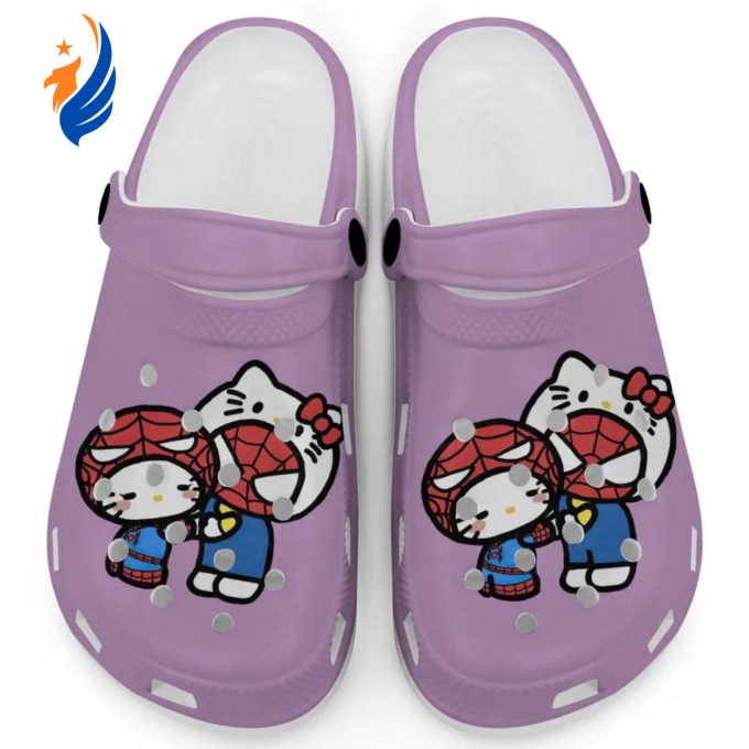 Hello Kitty And My Melody Cosplay Spiderman Purple Clogs For Kids And Adults Hello Kitty And My Melody Cosplay Spiderman Purple Clogs For Kids And Adults