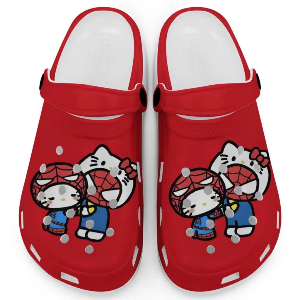 Hello Kitty And My Melody Cosplay Spiderman Red Clogs For Kids And Adults Hello Kitty And My Melody Cosplay Spiderman Red Clogs For Kids And Adults