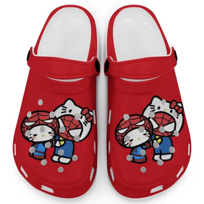 Hello Kitty And My Melody Cosplay Spiderman Red Clogs For Kids And Adults