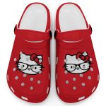 Hello Kitty Black and White Nerd Glass Red Clogs For Kids And Adults Hello Kitty Black and White Nerd Glass Red Clogs For Kids And Adults