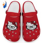 Hello Kitty Black and White Nerd Glass Red Clogs For Kids And Adults Hello Kitty Black and White Nerd Glass Red Clogs For Kids And Adults