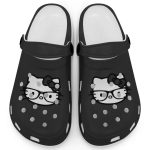 Hello Kitty Black and White Nerd Glasse Black Clogs For Kids And Adults Hello Kitty Black and White Nerd Glasse Black Clogs For Kids And Adults