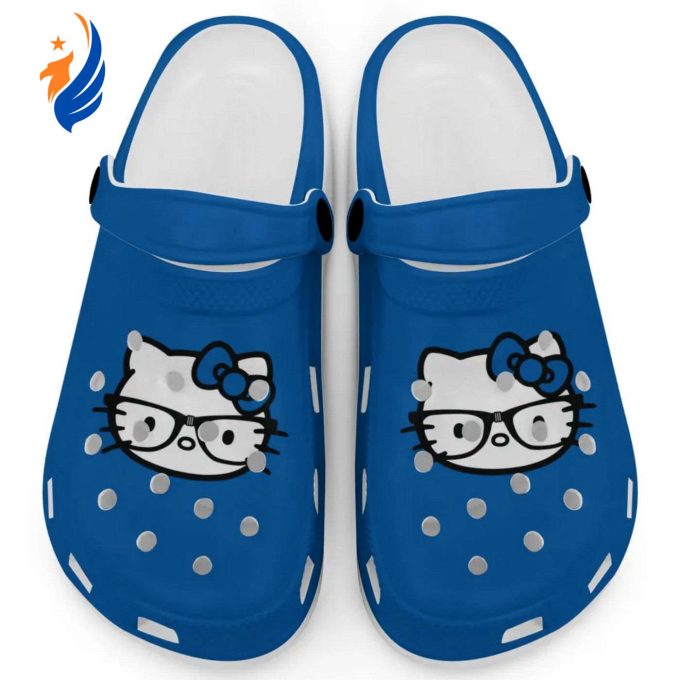 Hello Kitty Black and White Nerd Glasse Blue Clogs For Kids And Adults Hello Kitty Black and White Nerd Glasse Blue Clogs For Kids And Adults