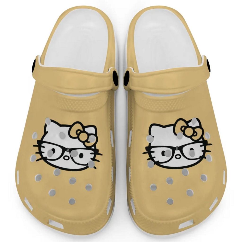 Hello Kitty Black and White Nerd Glasse Butter Clogs For Kids And Adults Fast Shipping Hello Kitty Black and White Nerd Glasse Butter Clogs For Kids And Adults Fast Shipping