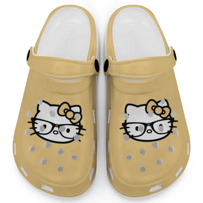 Hello Kitty Black and White Nerd Glasse Butter Clogs For Kids And Adults Fast Shipping