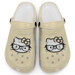 Hello Kitty Black and White Nerd Glasse Ivory Clogs For Kids And Adults Fast Shipping Hello Kitty Black and White Nerd Glasse Ivory Clogs For Kids And Adults Fast Shipping