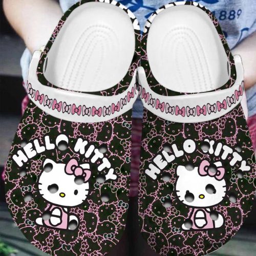 Hello Kitty Cartoon Black Clogs For Kids And Adults