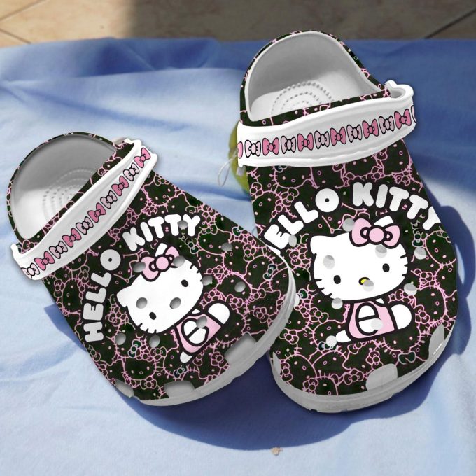 Hello Kitty Cartoon Black Clogs For Kids And Adults