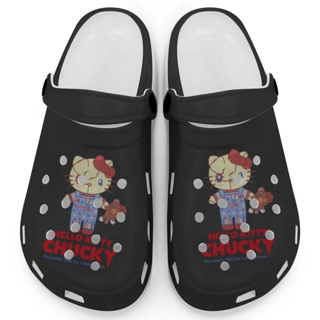 Hello Kitty Chucky Black Clogs For Kids And Adults Hello Kitty Chucky Black Clogs For Kids And Adults