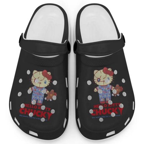 Hello Kitty Chucky Black Clogs For Kids And Adults