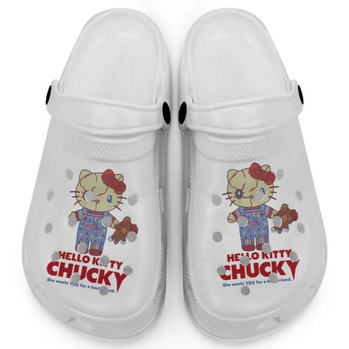 Hello Kitty Chucky White Clogs For Kids And Adults Fast Shipping