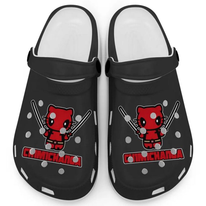 Hello Kitty Cosplay Deadpool Black Clogs For Kids And Adults Fast Shipping