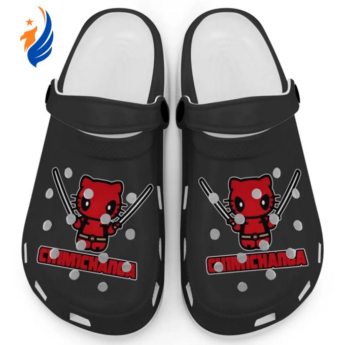 Hello Kitty Cosplay Deadpool Black Clogs For Kids And Adults Fast Shipping Hello Kitty Cosplay Deadpool Black Clogs For Kids And Adults Fast Shipping