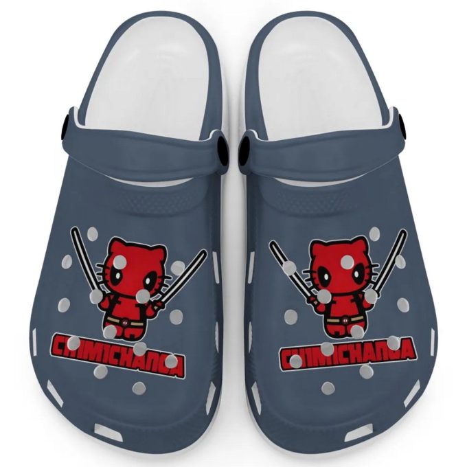 Hello Kitty Cosplay Deadpool Grey Clogs For Kids And Adults Fast Shipping