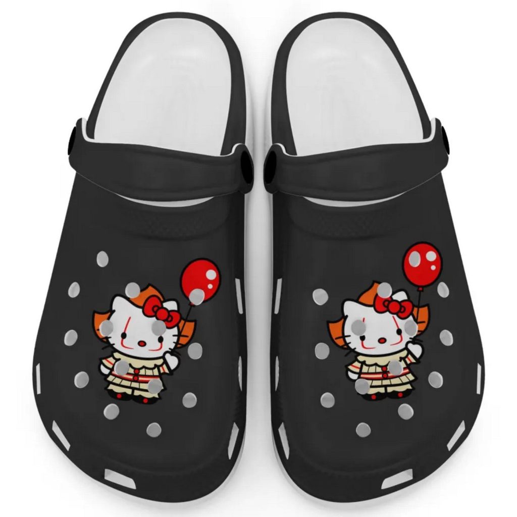 Hello Kitty Cosplay Halloween Black Clogs For Kids And Adults Fast Shipping Hello Kitty Cosplay Halloween Black Clogs For Kids And Adults Fast Shipping