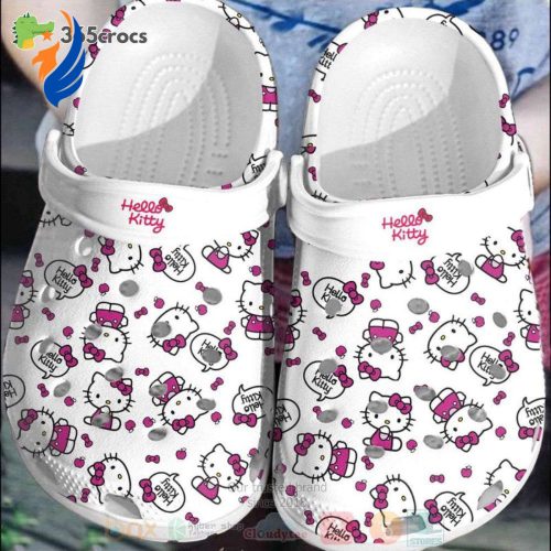 Hello Kitty Cute Pink-WhiteClogs-Shoes Clog Shoes