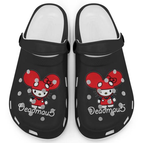 Hello Kitty Deadmau5 Black Clogs For Kids And Adults