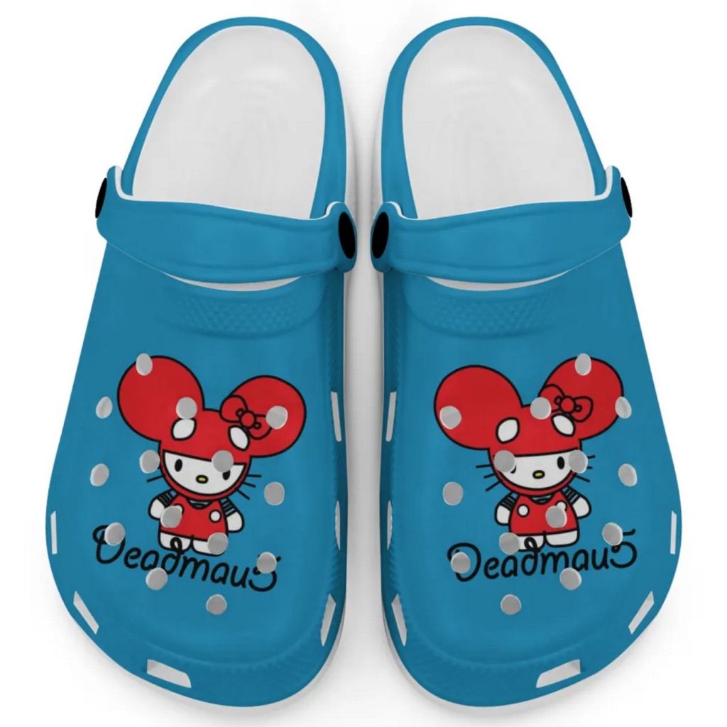 Hello Kitty Deadmau5 Light Blue Clogs For Kids And Adults Hello Kitty Deadmau5 Light Blue Clogs For Kids And Adults