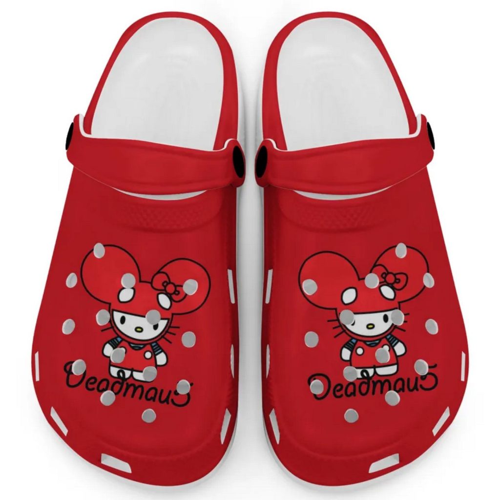 Hello Kitty Deadmau5 Red Clogs For Kids And Adults Hello Kitty Deadmau5 Red Clogs For Kids And Adults