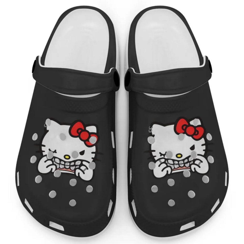 Hello Kitty Grillz Gangster Parody Black Clogs For Kids And Adults Hello Kitty Grillz Gangster Parody Black Clogs For Kids And Adults