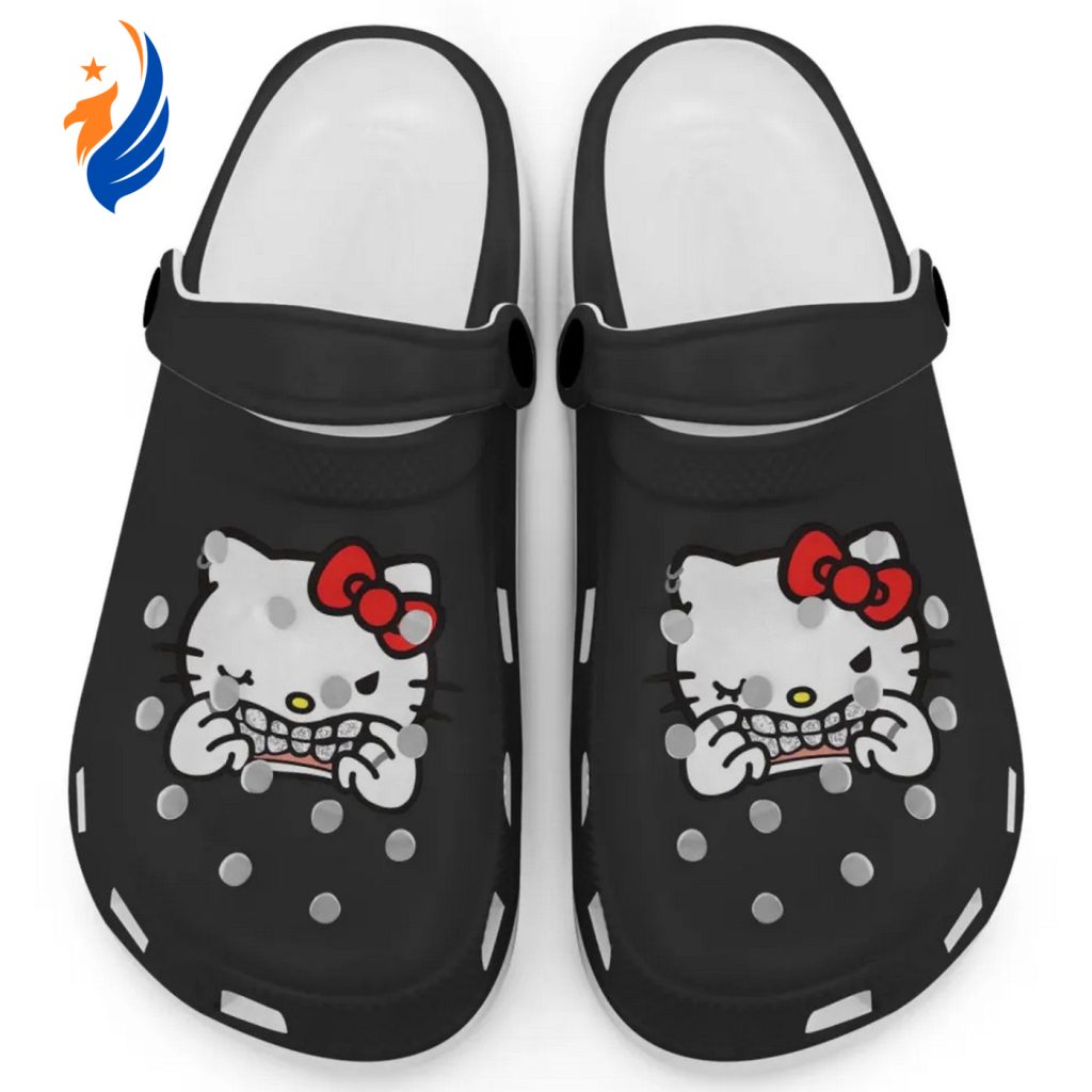 Hello Kitty Grillz Gangster Parody Black Clogs For Kids And Adults Hello Kitty Grillz Gangster Parody Black Clogs For Kids And Adults