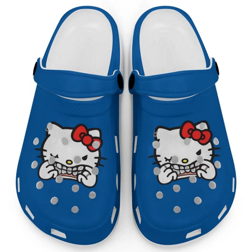 Hello Kitty Grillz Gangster Parody Blue Clogs For Kids And Adults Hello Kitty Grillz Gangster Parody Blue Clogs For Kids And Adults