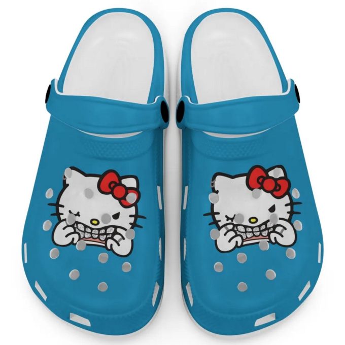 Hello Kitty Grillz Gangster Parody Light Blue Clogs For Kids And Adults