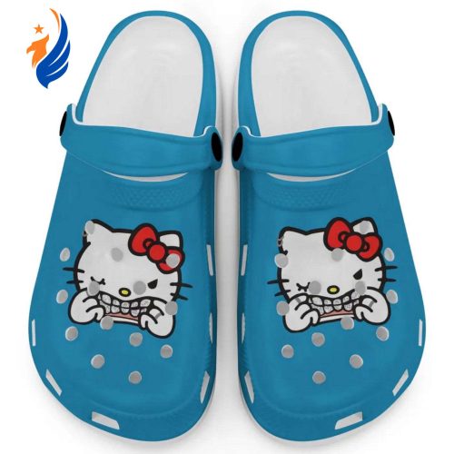Hello Kitty Grillz Gangster Parody Light Blue Clogs For Kids And Adults