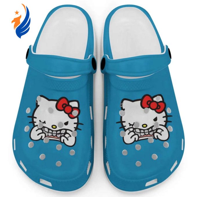 Hello Kitty Grillz Gangster Parody Light Blue Clogs For Kids And Adults