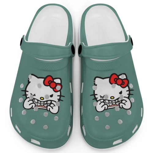 Hello Kitty Grillz Gangster Parody Light Grass Clogs For Kids And Adults Fast Shipping