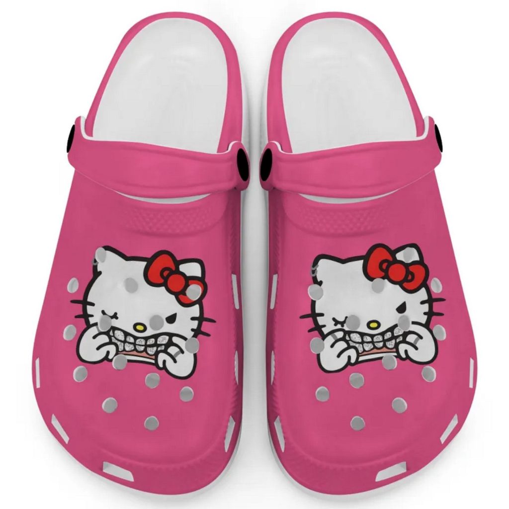 Hello Kitty Grillz Gangster Parody Pink Clogs For Kids And Adults Fast Shipping Hello Kitty Grillz Gangster Parody Pink Clogs For Kids And Adults Fast Shipping
