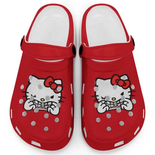 Hello Kitty Grillz Gangster Parody Red Clogs For Kids And Adults Fast Shipping