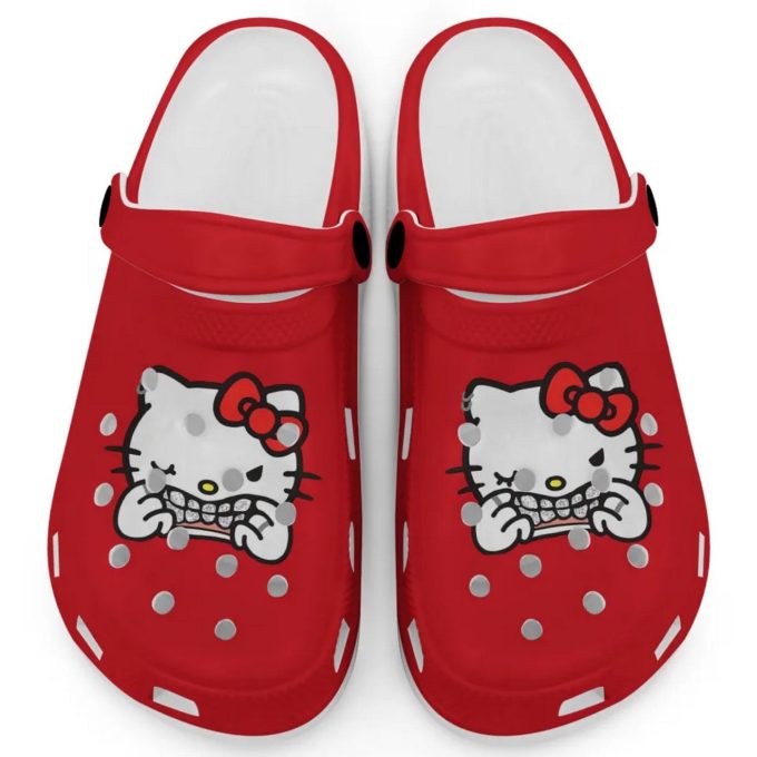 Hello Kitty Grillz Gangster Parody Red Clogs For Kids And Adults Fast Shipping