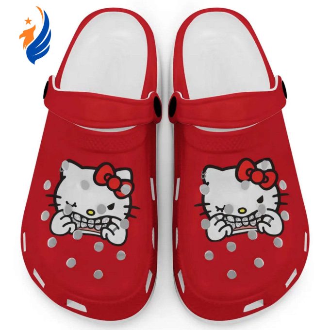 Hello Kitty Grillz Gangster Parody Red Clogs For Kids And Adults Fast Shipping Hello Kitty Grillz Gangster Parody Red Clogs For Kids And Adults Fast Shipping