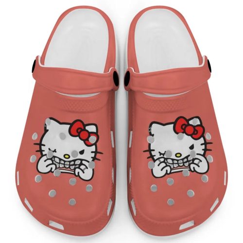 Hello Kitty Grillz Gangster Parody Salmon Clogs For Kids And Adults