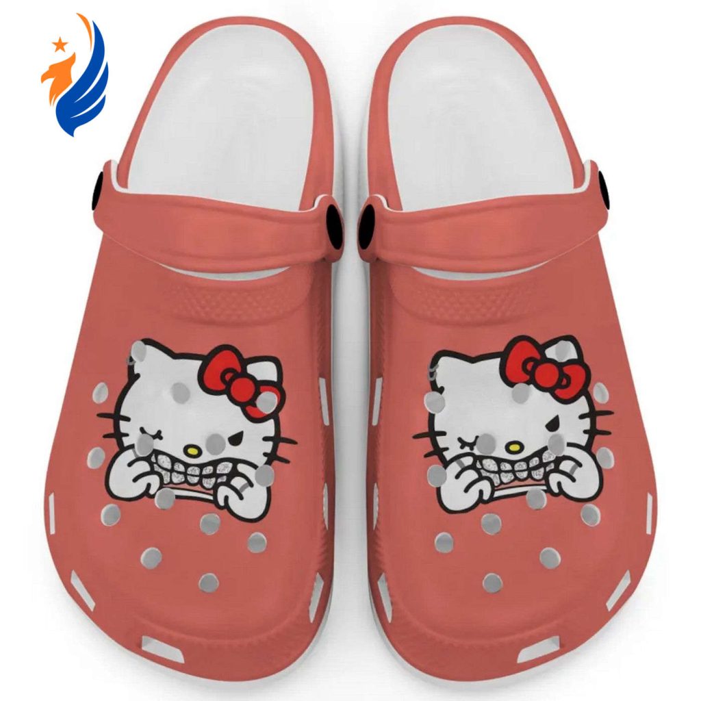 Hello Kitty Grillz Gangster Parody Salmon Clogs For Kids And Adults Hello Kitty Grillz Gangster Parody Salmon Clogs For Kids And Adults