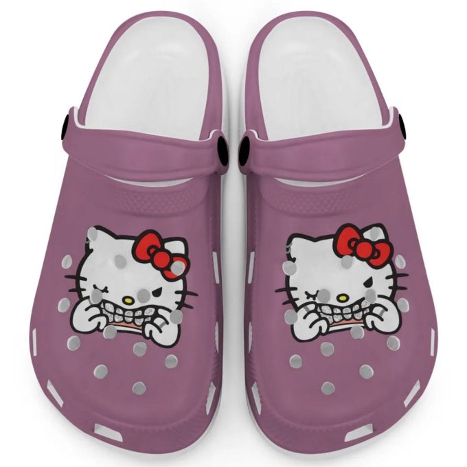 Hello Kitty Grillz Gangster Parody Violet Clogs For Kids And Adults Fast Shipping