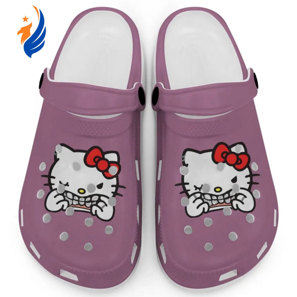 Hello Kitty Grillz Gangster Parody Violet Clogs For Kids And Adults Fast Shipping Hello Kitty Grillz Gangster Parody Violet Clogs For Kids And Adults Fast Shipping