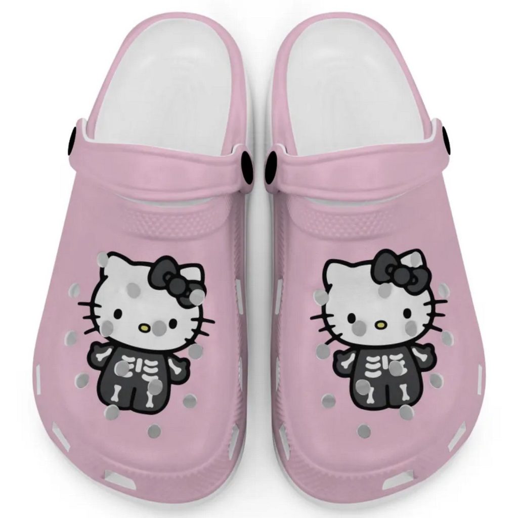 Hello Kitty Halloween Skeleton Black And White Blossom Clogs For Kids And Adults Fast Shipping Hello Kitty Halloween Skeleton Black And White Blossom Clogs For Kids And Adults Fast Shipping