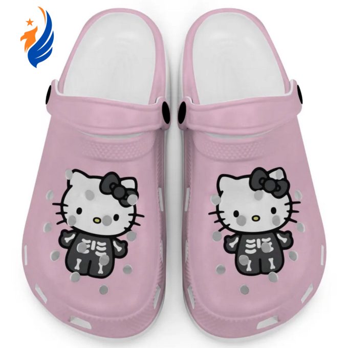 Hello Kitty Halloween Skeleton Black And White Blossom Clogs For Kids And Adults Fast Shipping Hello Kitty Halloween Skeleton Black And White Blossom Clogs For Kids And Adults Fast Shipping
