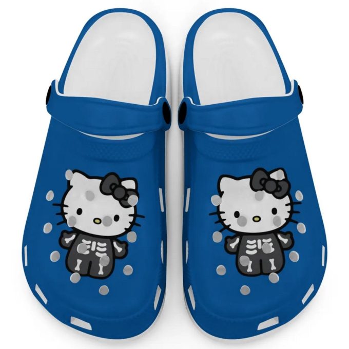 Hello Kitty Halloween Skeleton Black And White Blue Clogs For Kids And Adults Fast Shipping