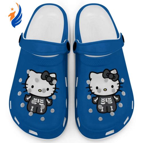 Hello Kitty Halloween Skeleton Black And White Blue Clogs For Kids And Adults Fast Shipping