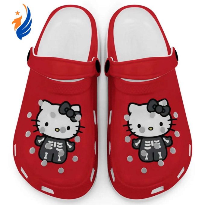 Hello Kitty Halloween Skeleton Black And White Red Clogs For Kids And Adults Fast Shipping Hello Kitty Halloween Skeleton Black And White Red Clogs For Kids And Adults Fast Shipping