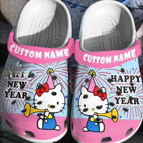 Hello Kitty Happy Happy New Year Blue Pink Clogs For Kids And Adults