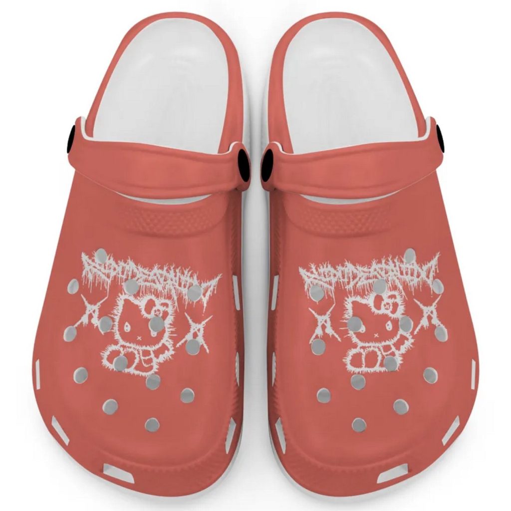 Hello Kitty Heavy Mental Salmon Clogs For Kids And Adults Fast Shipping Hello Kitty Heavy Mental Salmon Clogs For Kids And Adults Fast Shipping