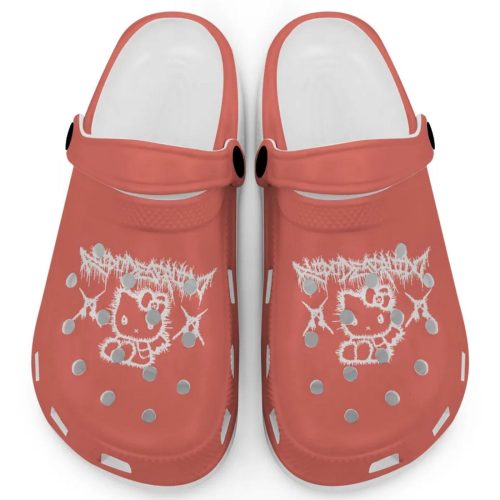 Hello Kitty Heavy Mental Salmon Clogs For Kids And Adults Fast Shipping