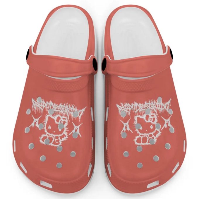 Hello Kitty Heavy Mental Salmon Clogs For Kids And Adults Fast Shipping