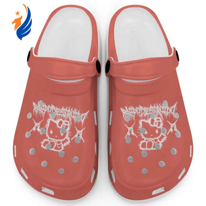 Hello Kitty Heavy Mental Salmon Clogs For Kids And Adults Fast Shipping