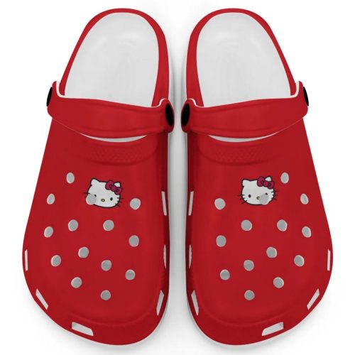 Hello Kitty Icon Red Black Clogs For Kids And Adults Fast Shipping